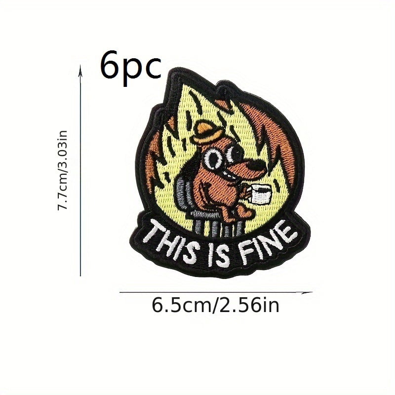 1 set of cute dog humor embroidered patches set for backpacks, vests, jackets, jeans, hats with hook backing