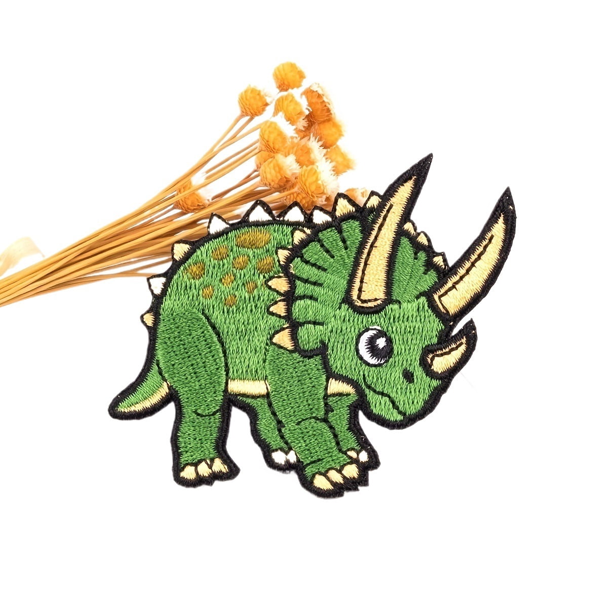 1 set of embroidered cartoon triceratops clothing iron-on patches, suitable for clothing backpacks cute triceratops iron-on cloth patches