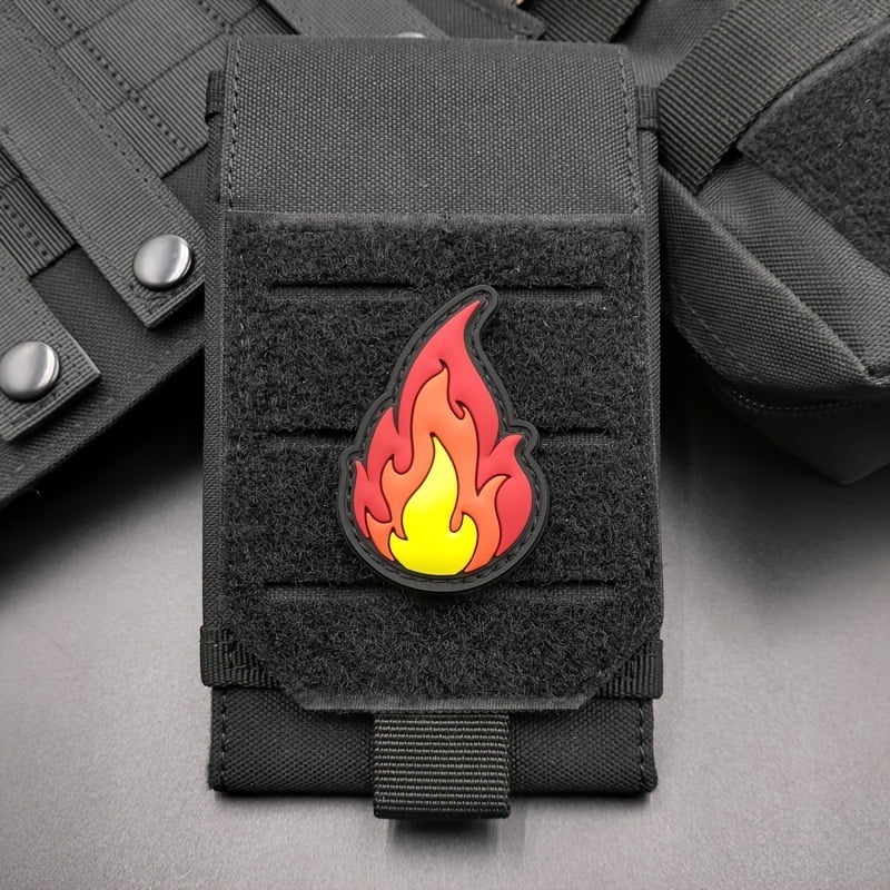 1 set of flame PVC patch badge set with hook and loop design on the back, suitable for bags, backpacks, vests and clothing decoration