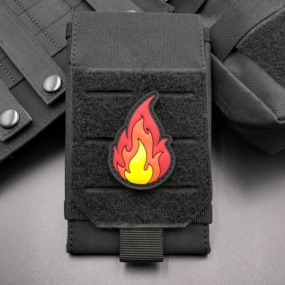 1 set of flame PVC patch badge set with hook and loop design on the back, suitable for bags, backpacks, vests and clothing decoration