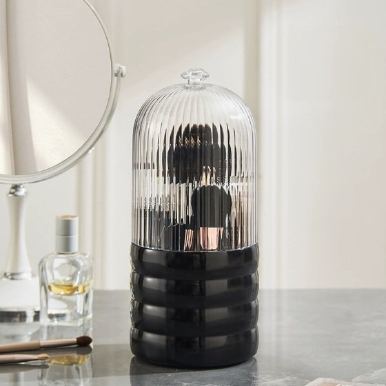 1 set of high-end dust-proof rotating makeup tube, large-capacity beauty brush storage tube, desktop dressing table makeup box