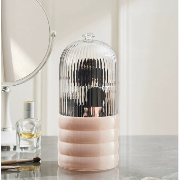1 set of high-end dust-proof rotating makeup tube, large-capacity beauty brush storage tube, desktop dressing table makeup box