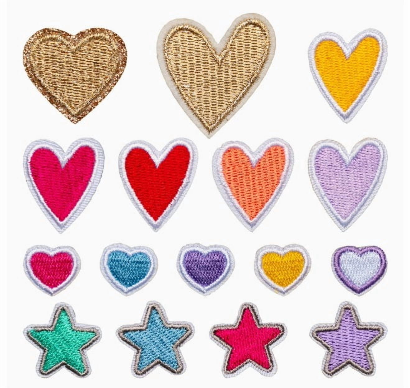 1 set of mini heart-shaped computer embroidered chapter star embroidery cloth patch with adhesive backing for clothing decoration
