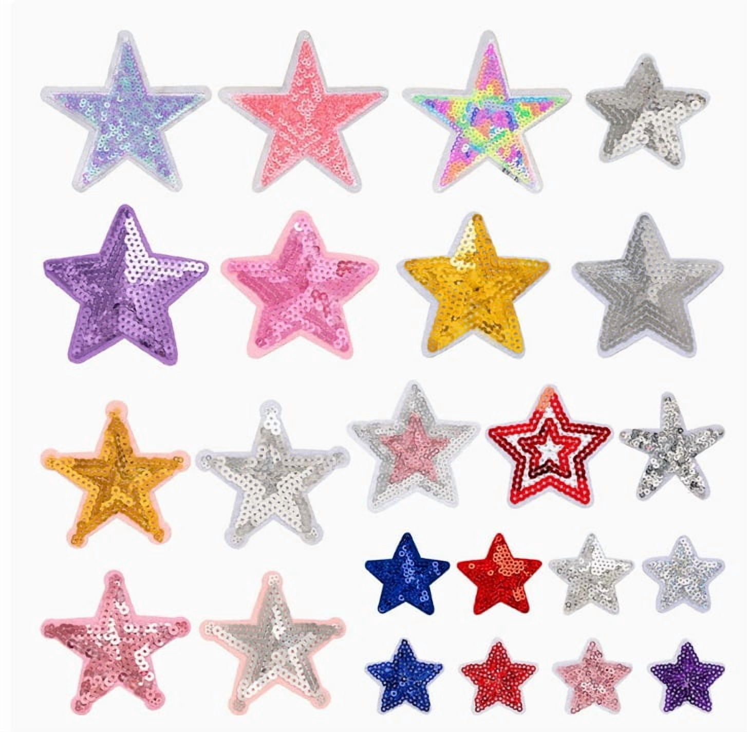High-Quality Self-Adhesive Five-Pointed Star Sequin Embroidery Patches for Clothing, Shoes, and Hats - Durable Fabric Repair Patch Set