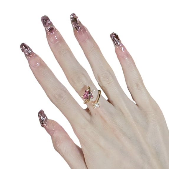 1 set of patch type multi-style high appearance level removable fake nail manicure kit nail decoration-style:style4;