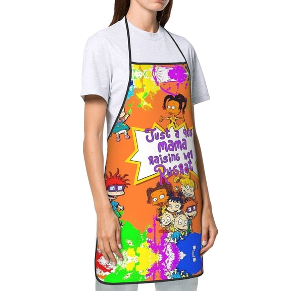 1 set of retro 90s cartoon print aprons | Slightly elastic | Fun kitchen cooking accessories | Personalized design for moms