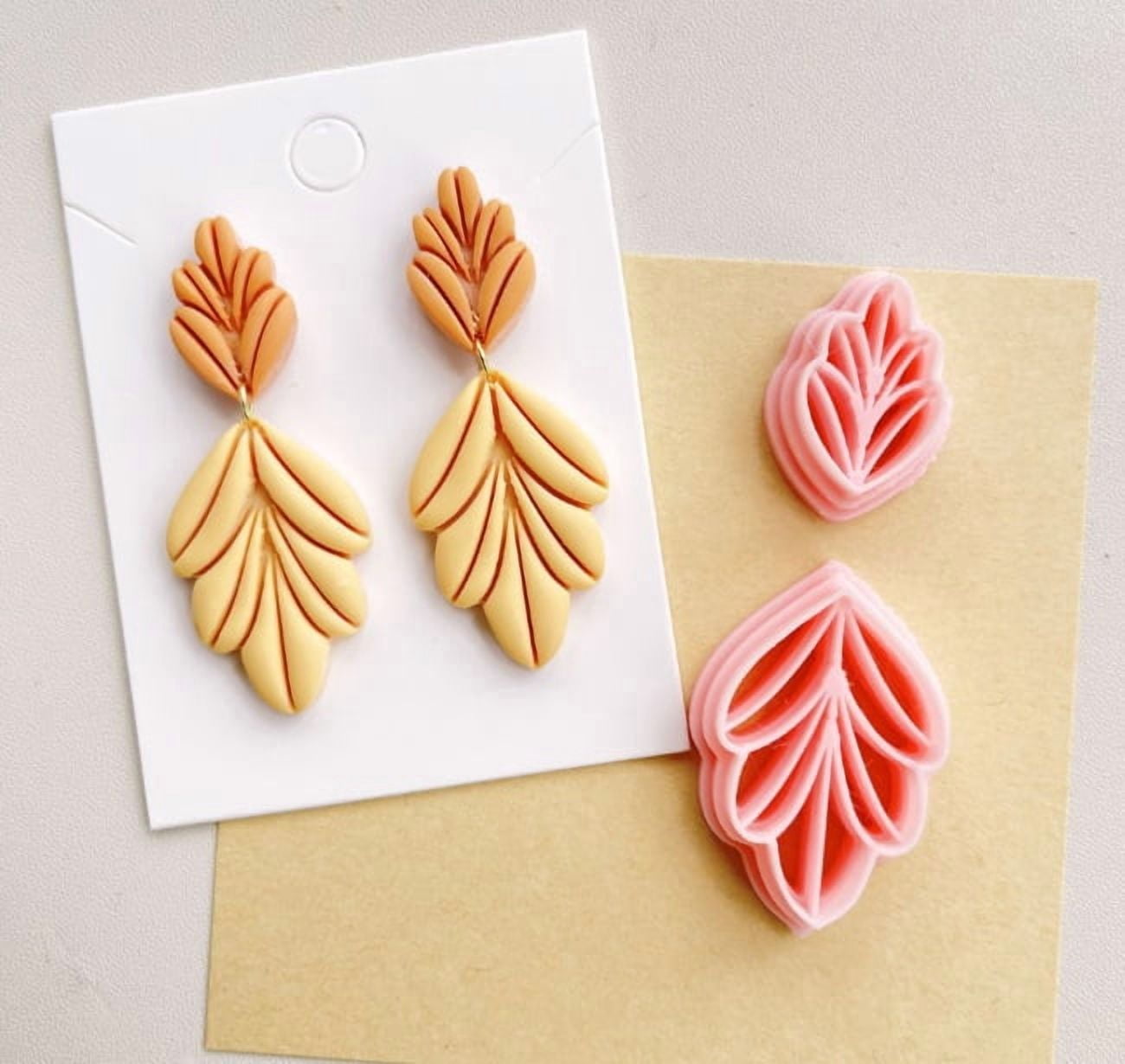 1 set of wheat ear-shaped soft clay earring mold set - DIY handmade earring tools