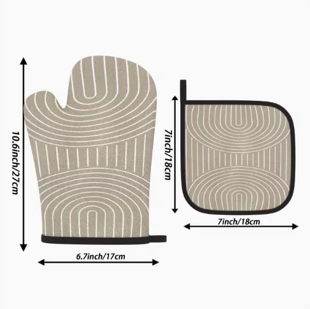 1 set of one size fits all gray oven mitts, designed with heat resistance and symmetry, perfect for cooking, baking, home oven, kitchen decoration, and as a housewarming gift