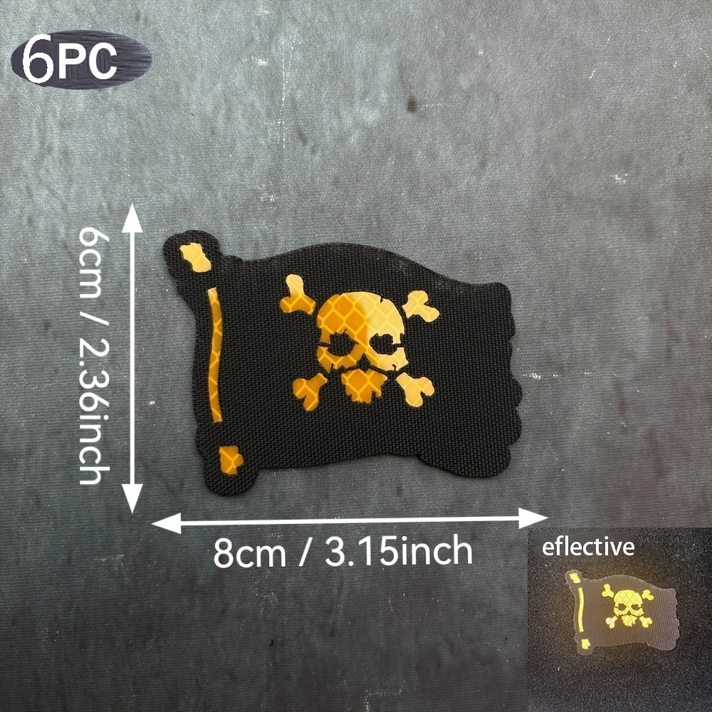 1 set of personalized creative crossbones skull IR reflective luminous laser sticker badges, luminous effect chest stickers, suitable for bags, backpacks, vests and clothing embroidery patches