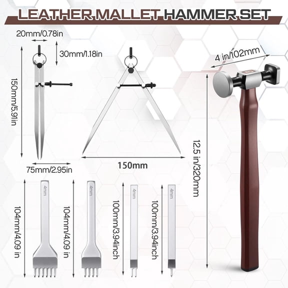 1 set * pu leather mallet-As Shown