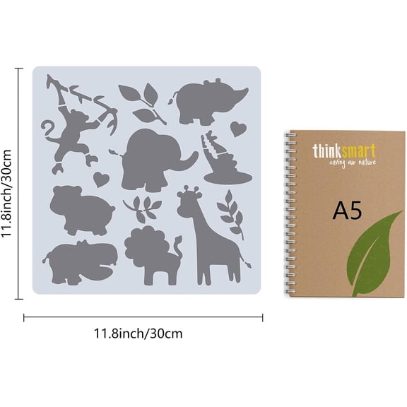 1 sheet 11.8 Inch Lion Stencil Reusable Painting Animal Drawing Templates Plastic DIY Decorative Monkey Giraffe Elephant Pattern Template Stencils Crafts