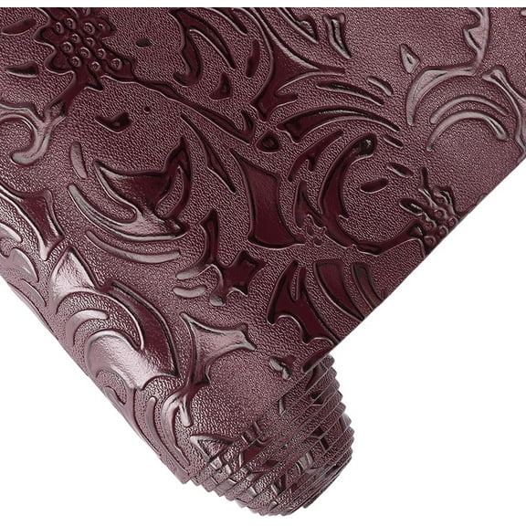 1 sheet Embossed Flower Pattern Imitation Leather Fabric for DIY Leather Crafts Bags Making Accessories Dark Red 300x1350mm