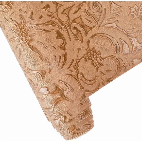 1 sheet Embossed Flower Pattern Imitation Leather Fabric for DIY Leather Crafts Bags Making Accessories Goldenrod 300x1350mm