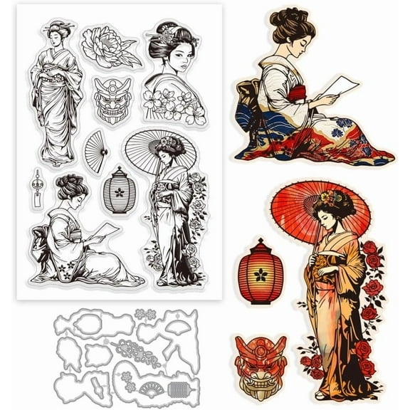 1 sheet PVC Plastic Stamps with 1pc Carbon Steel Cutting Dies Stencils for DIY Scrapbooking Photo Album Card Human Stamp: 160x110x3mmDecorative Embossing Paper