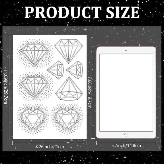 1 sheet Rhinestone Diamond Hearts Iron on Sticker Gradient Diamond Hotfix Transfer Decal Heat Transfer Patch Bling Clothing Repair Applique for T-Shirts Hat Jacket Garments Bags DIY Decor