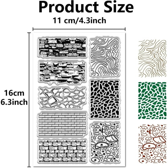 1 sheet Wall Clear Stamp for Card Making Brick Waves Irregular Stone Patterns Rubber Silicone Background Reusable Transparent Seal for Journaling DIY Scrapbooking Embossing Album Photo Craft Decor