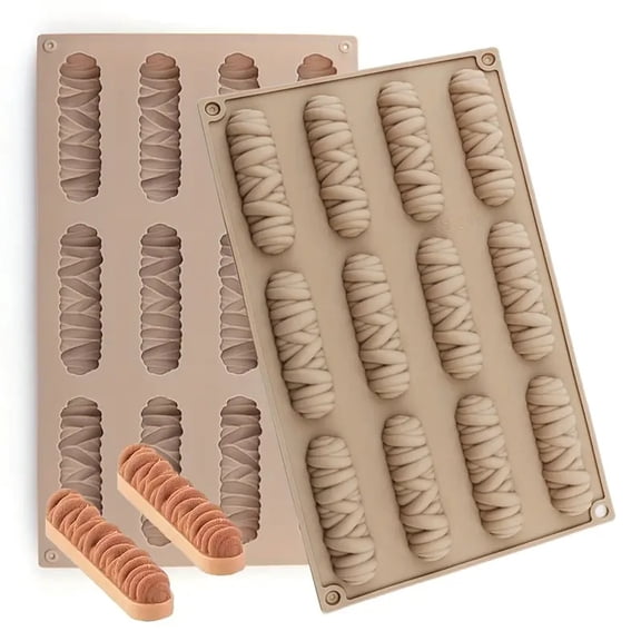 1 silicone spiral shape long cookie mold, silicone mousse rectangular cake mold baking tool can make cakes, chocolate bars, mousse, cookies, crayons, etc.