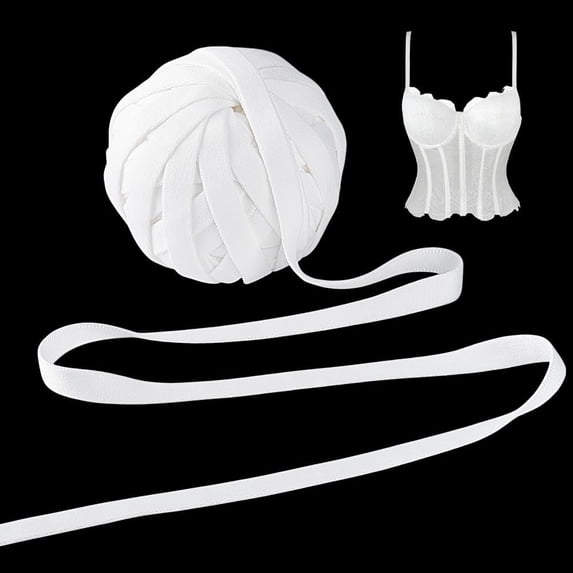 1 skein 22 Yards Corset Boning Underwire Casing Channeling Ribbon Fabric Covered Boning for Corset Busk Hollow Webbing Garment Making Supplies for Sewing Handicrafts 3/8" Wide White