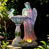 Angel Garden Statues, Solar LED, Rustic Resin, Weatherproof