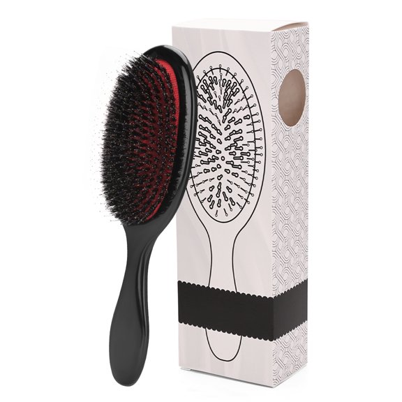1 static scalp massage comb for hair care and drying treatment, with an ergonomic plastic handle and natural bristle comb