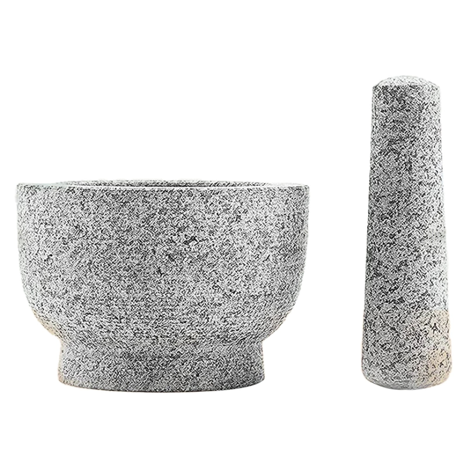 1 stone bowl, 1 stone rod, 1 lid Garlic Press Food Press For Asian Cuisine White