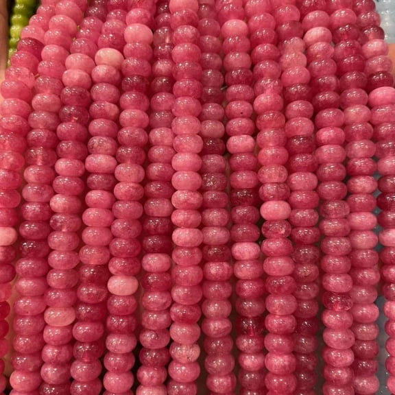 AcriJoy Coral Red 5 x 8 mm Natural Stone Rondelle Beads, 1 Strand, Approx. 70 Pieces