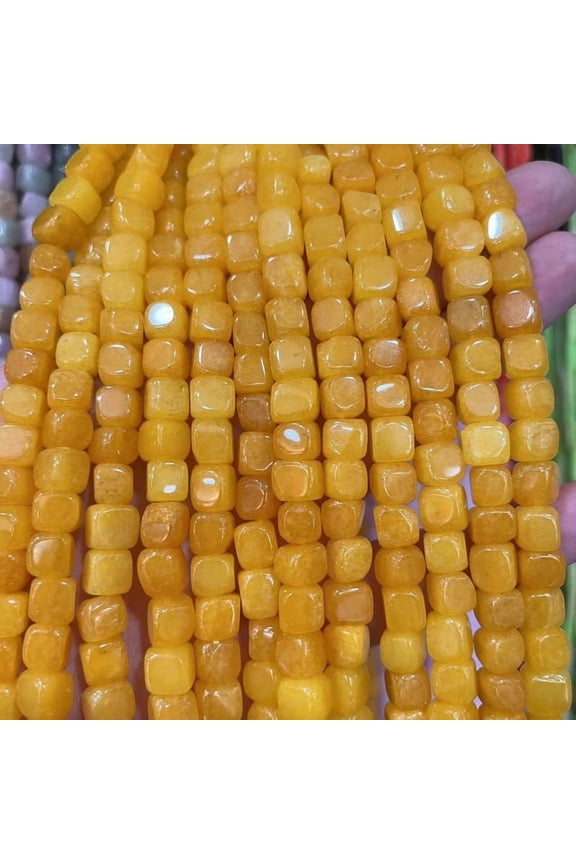 1 strand 8mm square cube agate beads – dyed natural stone strand for DIY jewelry making, bracelets & necklaces
