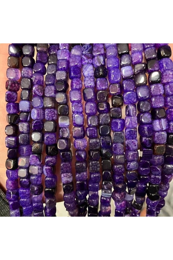 1 strand 8mm square cube agate beads – dyed natural stone strand for DIY jewelry making, bracelets & necklaces