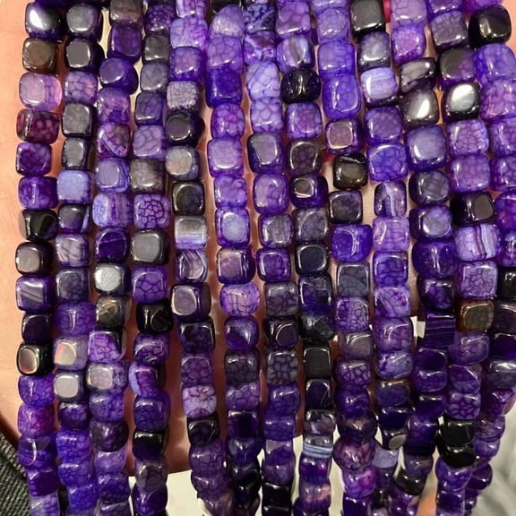 1 strand 8mm square cube agate beads – dyed natural stone strand for DIY jewelry making, bracelets & necklaces