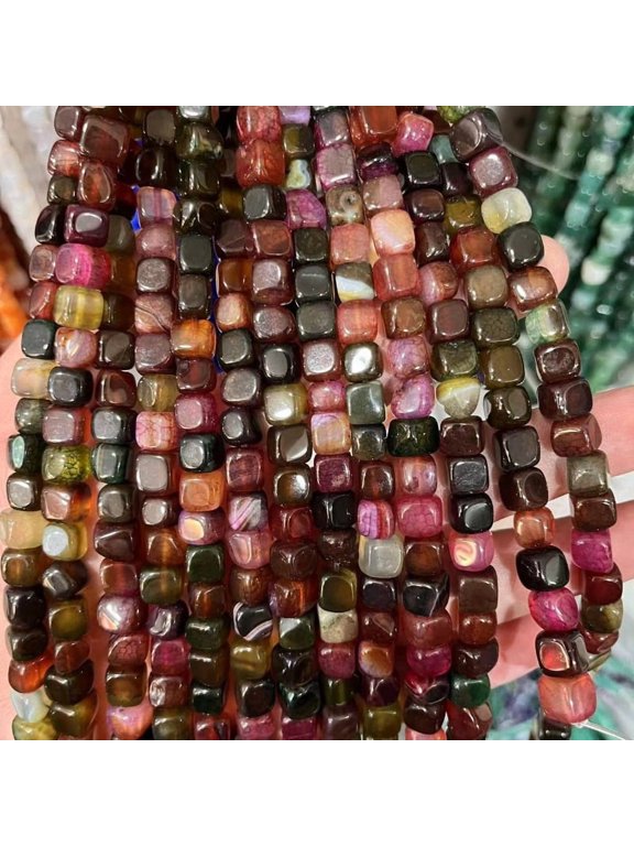 Agate Beads Square Cube Dyed Natural Stone 1 Strand 8mm