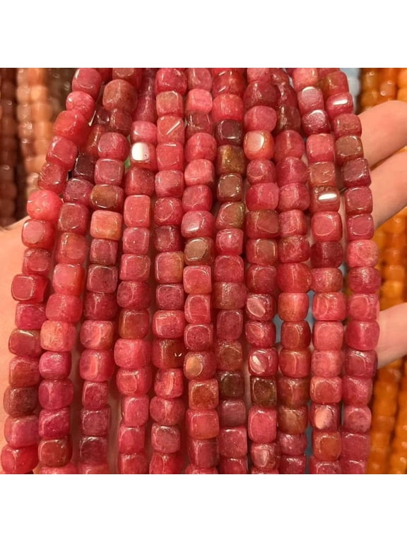 Red 7-8 mm Dyed Agate Cube Beads, 1 Strand, Approx. 50 Pieces