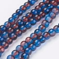 thumbnail image 1 of 1 strand Crackle Glass Beads Strands Round Medium Blue 6mm Hole: 1.3~1.6mm 125~133pcs/strand 31.4 inch, 1 of 4