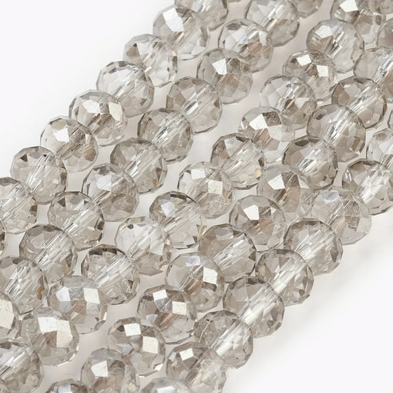 1 strand Electroplate Glass Beads Strands Half Plated Faceted Rondelle Gainsboro 6x4~5mm Hole: 0.8~1mm 88~92pcs/strand 15.5 inch~16 inch(39~45cm)