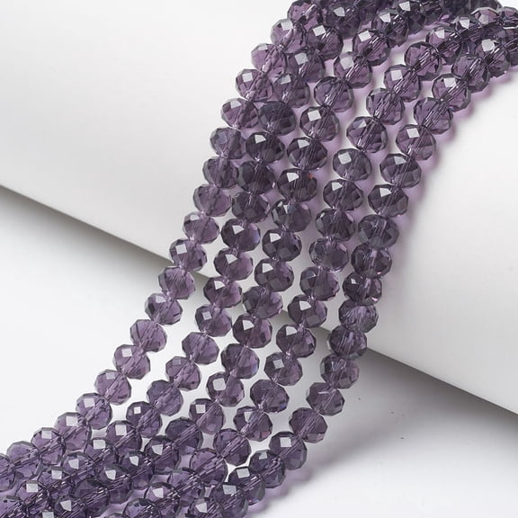 1 strand Glass Beads Strands Faceted Rondelle Medium Purple 8x6mm Hole: 1mm 65~68pcs/strand 15.7~16.1 inch(40~41cm)