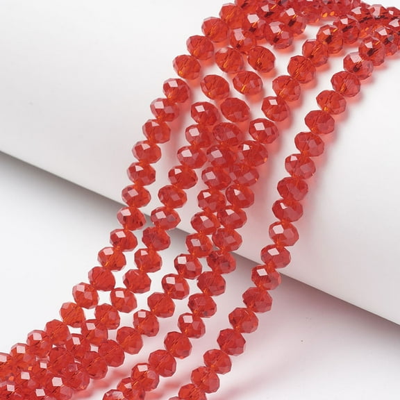 1 strand Glass Beads Strands Faceted Rondelle Red 8x6mm Hole: 1mm 65~68pcs/strand 15.7~16.1 inch(40~41cm)