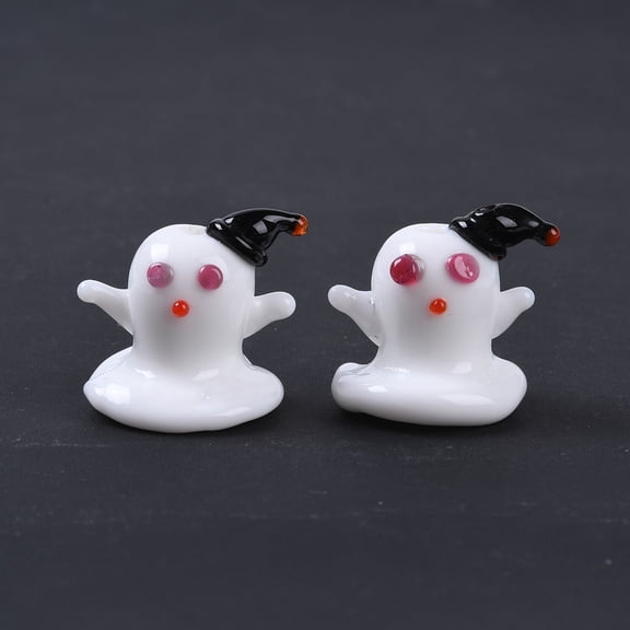 1 strand Handmade Lampwork Beads Strands Ghost White 21x22x21mm Hole: 2mm 25pcs/strand 18.58''(47.2cm)