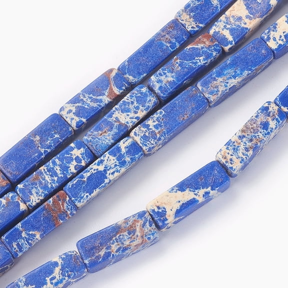 1 strand Imperial Jasper Bead Strands Dyed Cuboid Cornflower Blue 12~13.5x4~4.5mm Hole: 0.8mm 29pcs/strand 14.96 inch~15.19 inch(38~38.6cm)