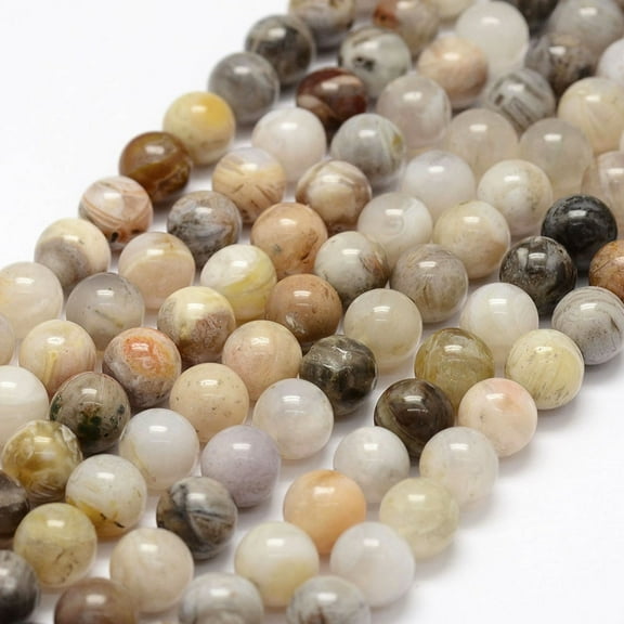 1 strand Natural Bamboo Leaf Agate Beads Strands Round 8mm Hole: 1mm 44~47pcs/strand 15 inch