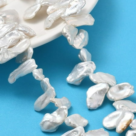 1 strand Natural Baroque Keshi Pearl Beads Strands Cultured Freshwater Pearl Top Drilled Rectangle Gainsboro 13~25x7~18x4~7mm Hole: 0.6mm 53~63pcs/strand 14.96''~15.35''(38~39cm)