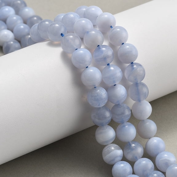 1 strand Natural Blue Lace Agate Beads Strands Round 8mm Hole: 1mm 49pcs/strand 15.3 inch
