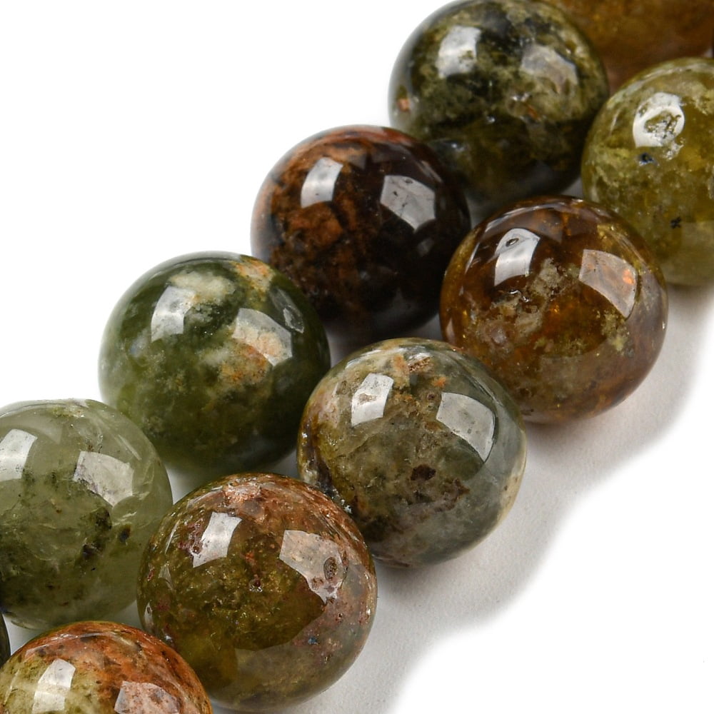 1 strand Natural Green Garnet Beads Strands Andradite Beads Round 12mm Hole: 1mm 32pcs/strand 15.3 inch(39cm)
