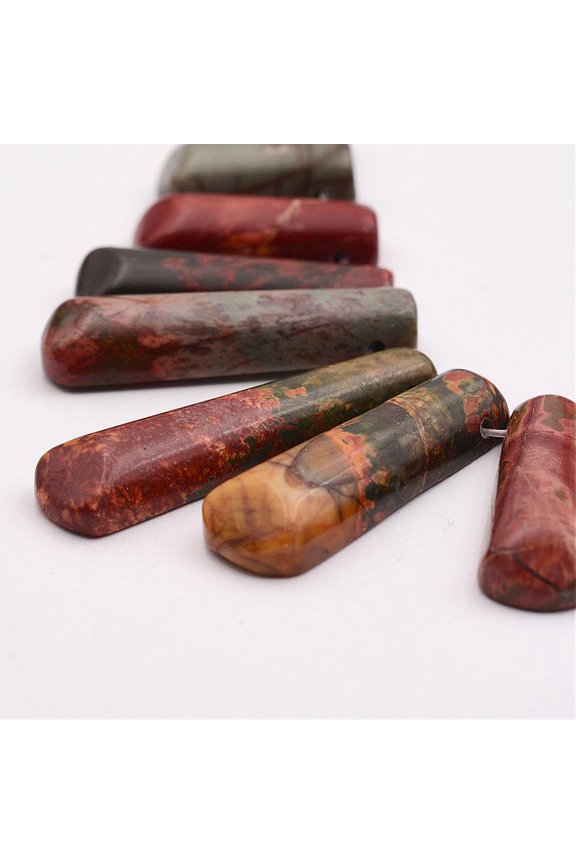 1 strand Natural Picasso Stone/Picasso Jasper Beads Strands Graduated Fan Pendants Focal Beads 16~39x9.5~10x5mm Hole: 1mm 11pcs/strand 3.27 inch