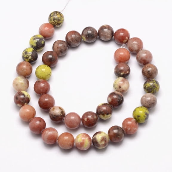 1 strand Natural Plum Blossom Jasper Beads Strands Round Marble Stone Beads Colorful 8mm Hole: 1mm 46~48pcs/strand 15 inch