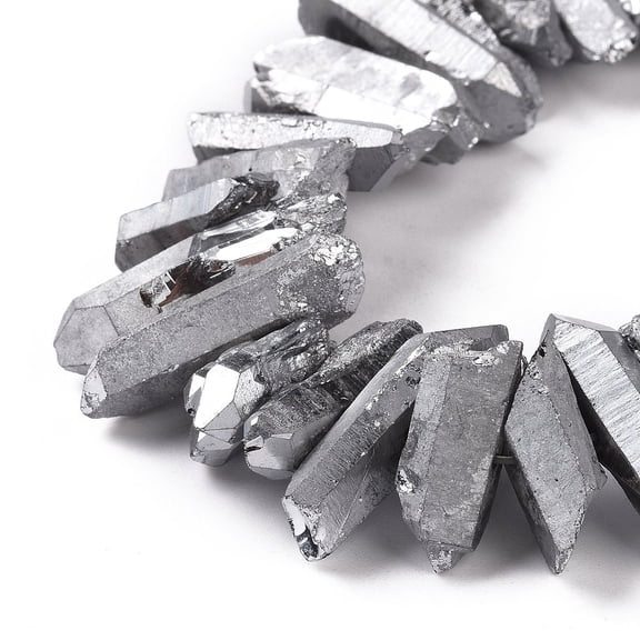 1 strand Natural Quartz Points Beads Strands Dyed Nuggets Silver 15~30x4~8x4~7mm Hole: 1mm 8 inch