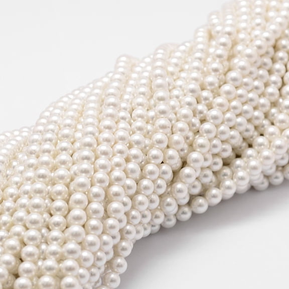 1 strand Shell Pearl Beads Strands Grade A Polished Round White 6mm Hole: 1mm 63pcs/strand 15.70''(39.88cm)