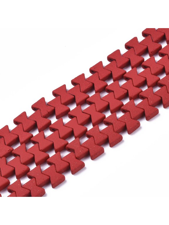 1 strand Spray Painted Non-magnetic Hematite Multi-Strand Links for Tile Elastic Bracelets Making Bowknot Red 7x6x3mm Hole: 1mm 94~99pcs/strand 16.14~17.32 inch(41~44cm)
