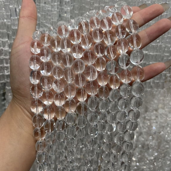 1 strand natural Brazilian clear quartz crystal beads – irregular round freeform loose gemstones for DIY jewelry making, bracelet & necklace supplies