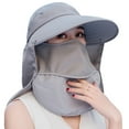 thumbnail image 1 of 1 summer sun hat to cover the face cycling outdoor folding beach sun hat large eave hat visor-grey, 1 of 5