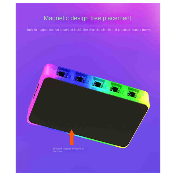 1 to 10 Chassis Hub - Magnetic Base with Remote Control for ARGB and PWM Fans, Light Synchronization Computer Case