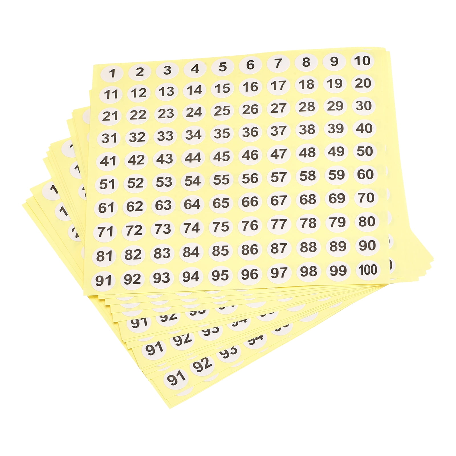 1 to 100 Number Stickers Number Label Self Adhesive Marked Sticker  10mm/0.4, Pack of 25 